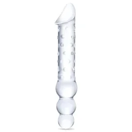 12″ Double-Ended Glass Dildo with Anal Beads
