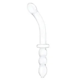 12” Girthy Ribbed G-spot Glass Dildo With Handle Grip