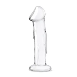 6″ Glass Dildo with Veins & Flat Base