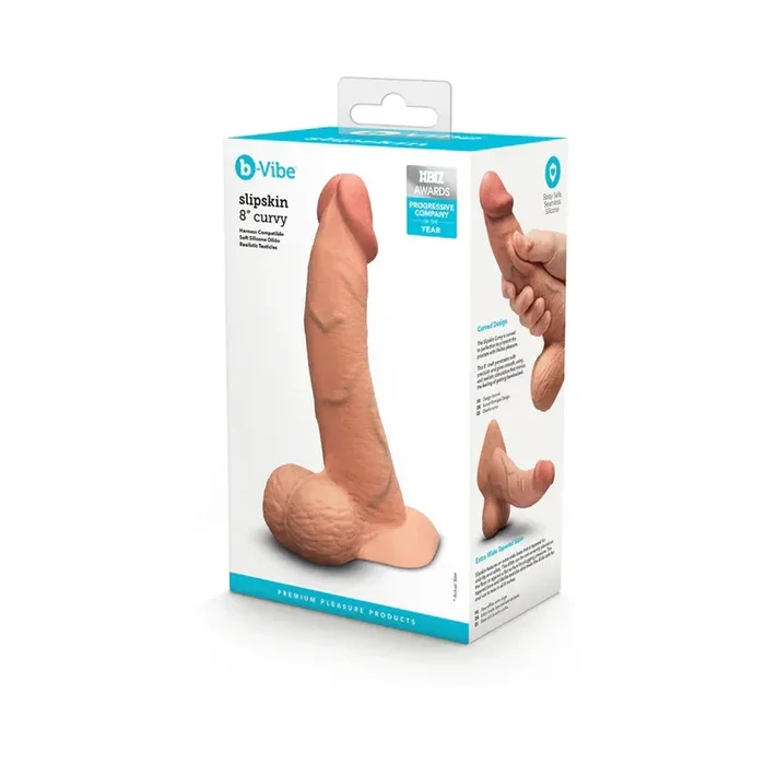 b-Vibe Slipskin Realistic Silicone Dildo 8 in. Curved