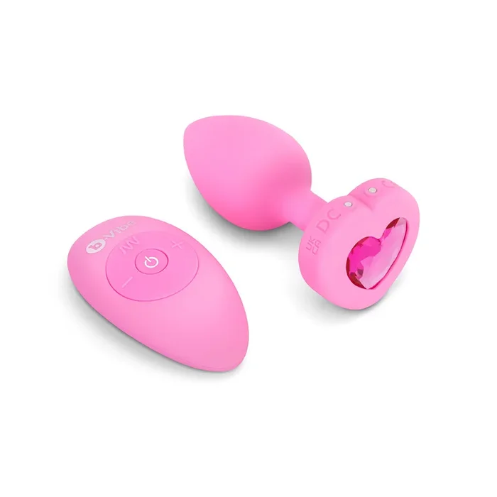 B-Vibe Vibrating Heart Plug Small/Medium – Pink Topaz