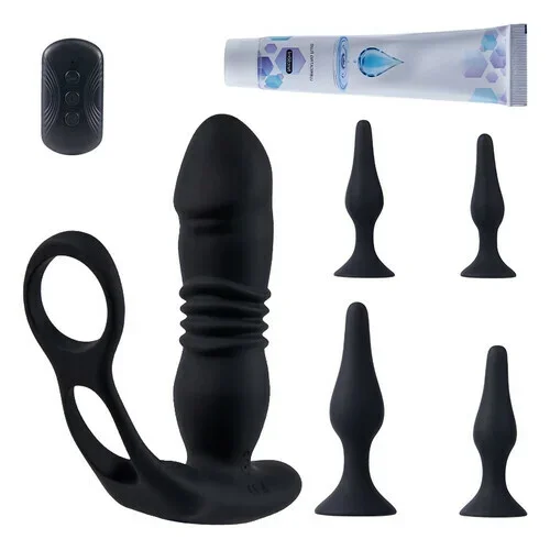 Bestvibe 6 in 1 Prostate Massager Anal Plug Set with Lubricant