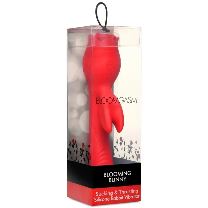 Blooming Bunny Sucking and Thrusting Silicone Rabbit Vibrator – Red