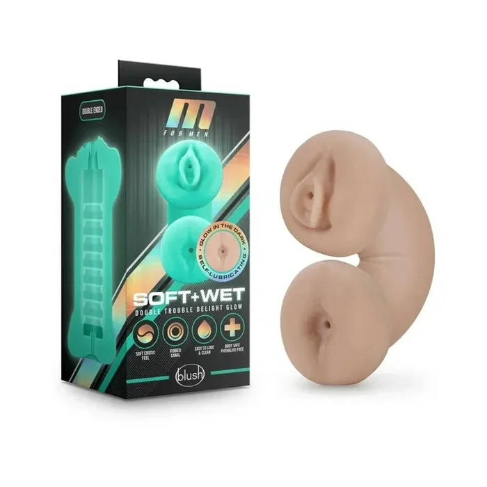 Blush M for Men Soft + Wet Double Trouble Glow in the Dark Self-Lubricating Stroker