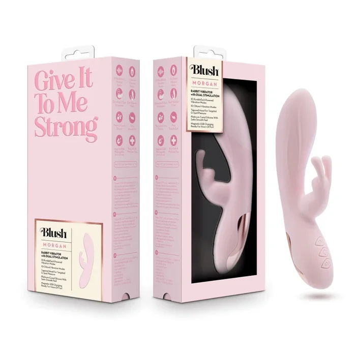 Blush | Morgan 7.75 Inch G Spot Clitoral Dual Stimulation Silicone Rabbit Vibrator With 10 RumboTech™ Vibrations – Pink
