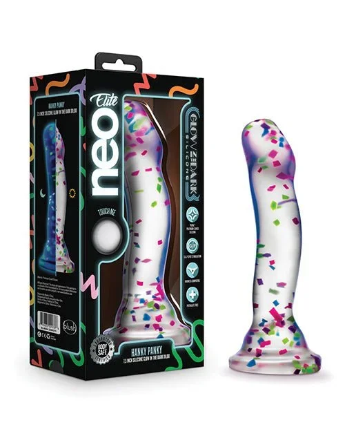 Blush Neo Elite Hanky Panky 7″ Confetti Dildo – Glow In The Dark