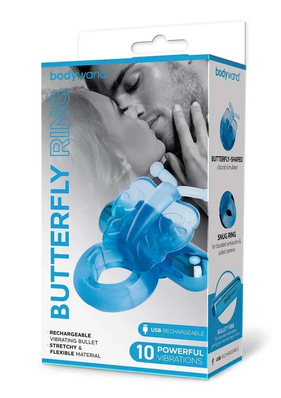 Bodywand Rechargeable Butterfly Ring – Blue