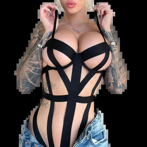 Bondage Cross Strap | Cup less Bra | Body Suit | Adjustable