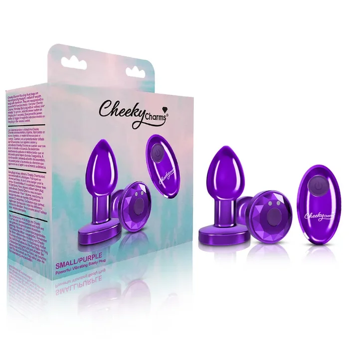 Cheeky Charms – Rechargeable Vibrating Metal Butt Plug With Remote Control – Purple – Small