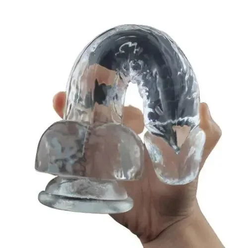 Come Closer Soft Clear Play Dildo 9.2″ | Suction Cup | Flexible | Free Satin Bag