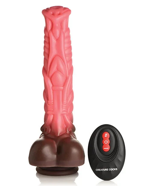 Creature Cocks Deluxe Centaur Thrusting & Vibrating Silicone Dildo w/Remote Control – Peach/Brown