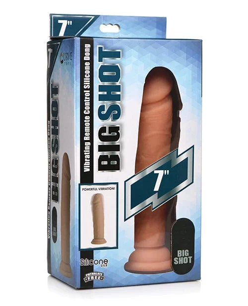 Curve Toys Big Shot 7″ Vibrating 21x Silicone Dildo W/out Balls W/remote – Light
