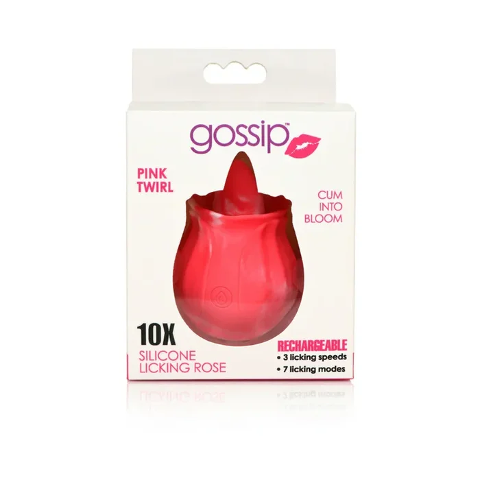 Curve Toys Gossip Cum Into Bloom Rechargeable Silicone Licking Rose Pink Twirl
