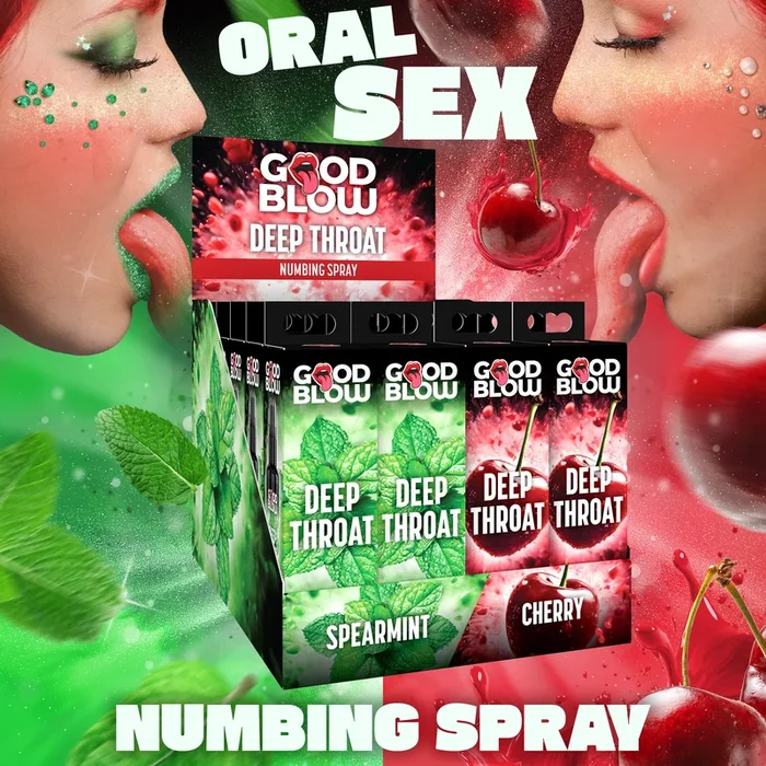 Deep Throat Numbing Spray POP Display Cherry/Spearmint 24 pcs