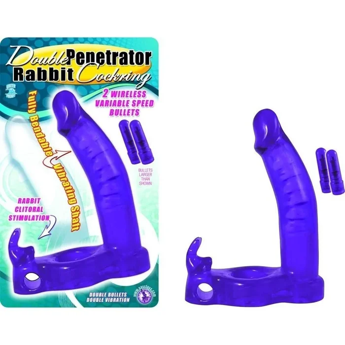 Double Penetrator Rabbit Cockring Purple