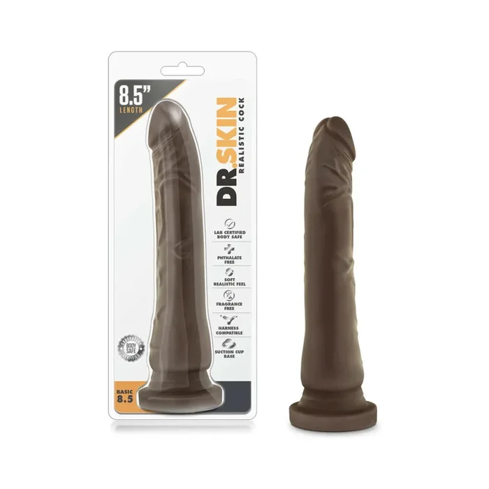 Dr. Skin Basic 8.5 Realistic 8.5 in. Dildo Brown