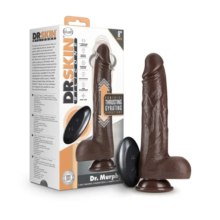 Dr. Skin Dr. Murphy 8 in. Thrusting & Gyrating Dildo with Remote Control Brown