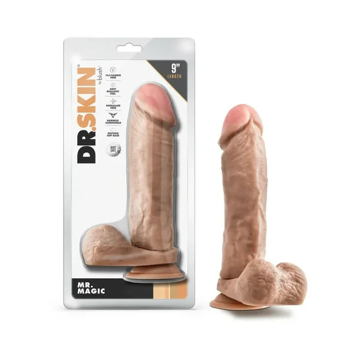 Dr. Skin Mr. Magic Realistic 9 in. Dildo with Balls Beige