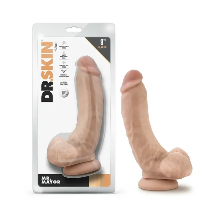Dr. Skin Mr. Mayor Realistic 9 in. Dildo with Balls Beige