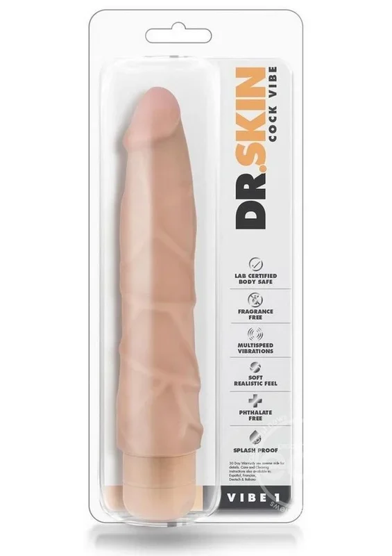 Dr. Skin Silver Collection Cock Vibe 1 Vibrating Dildo 9in – Vanilla