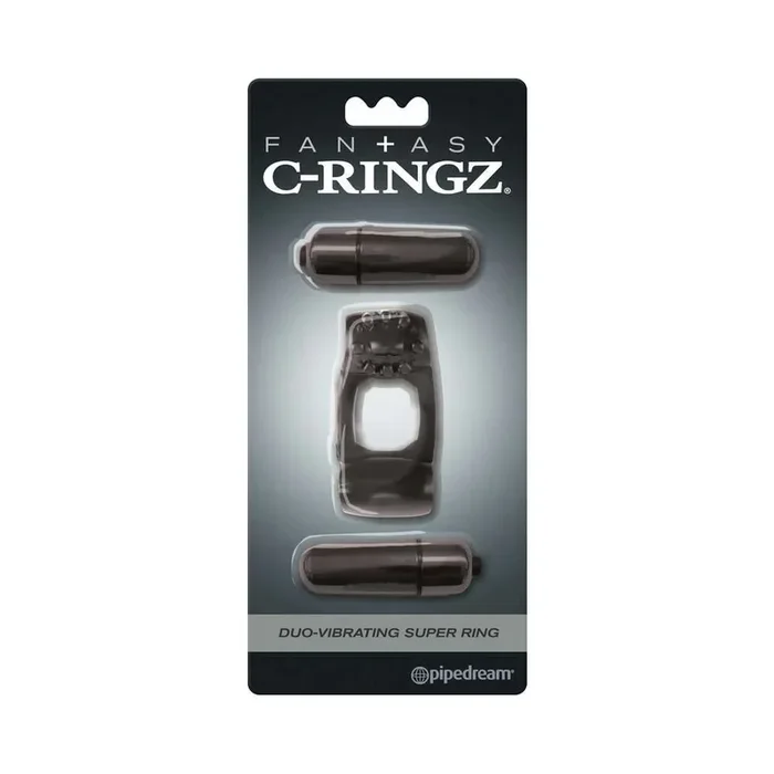 Fantasy C-Ringz Duo-Vibrating Super Ring With Dual Bullets Black