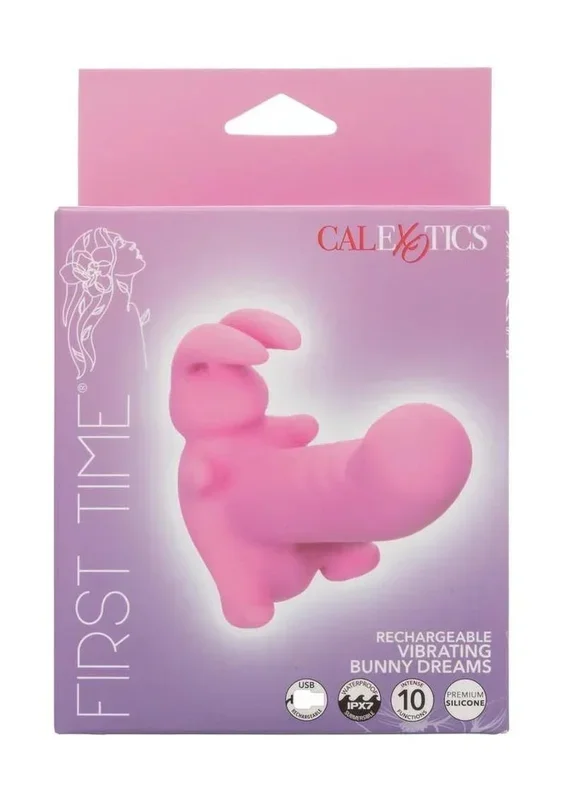 First Time Rechargeable Vibrating Bunny Dreams Rechargeable Silicone Vibrator with Clitoral Stimulator