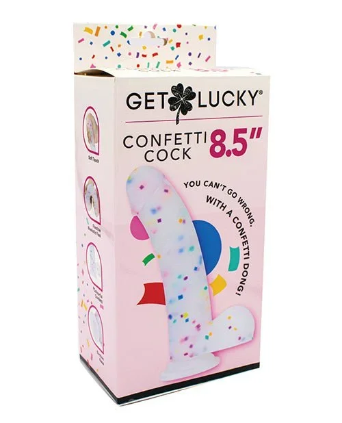 Get Lucky 8.5″ Real Skin Confetti Cock – Multi Color