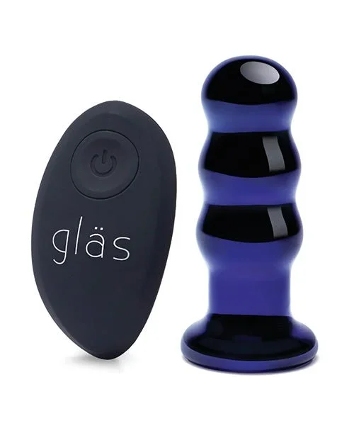 Glas 3.5″ Rechargeable Vibrating Beaded Butt Plug – Blue