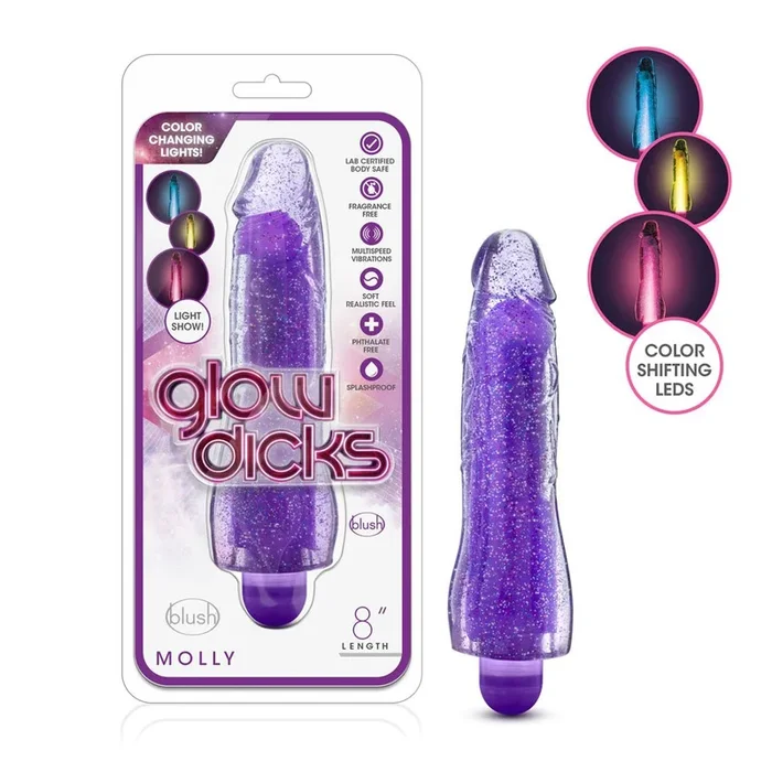 Glow Dicks – Molly Glitter Vibrator – Purple