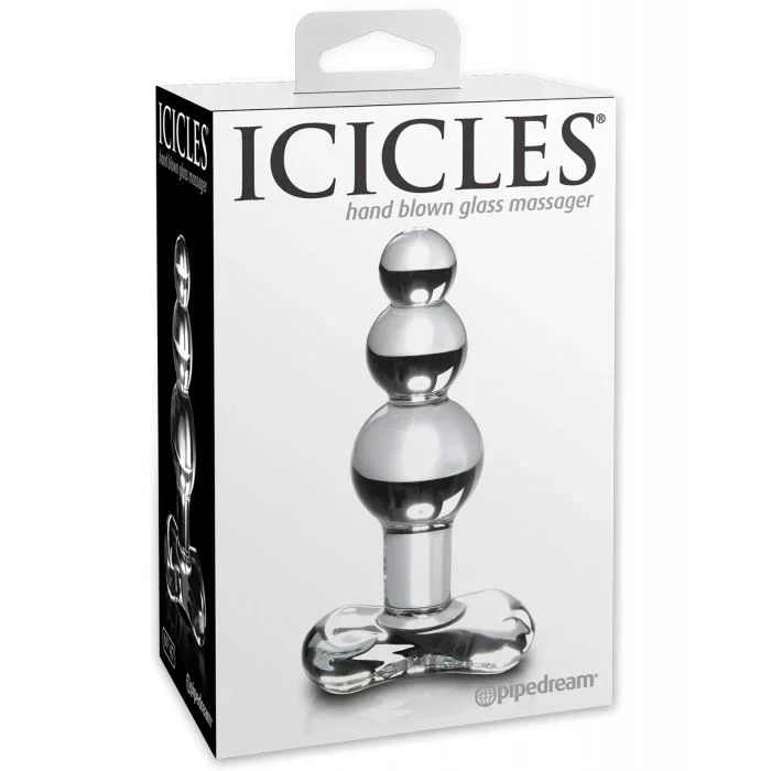 Icicles No 47 Hand Blown Glass Butt Plug Clear Tip For Anal Play