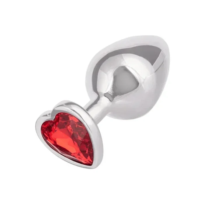Jewel Ruby Heart Aluminum Anal Plug Large