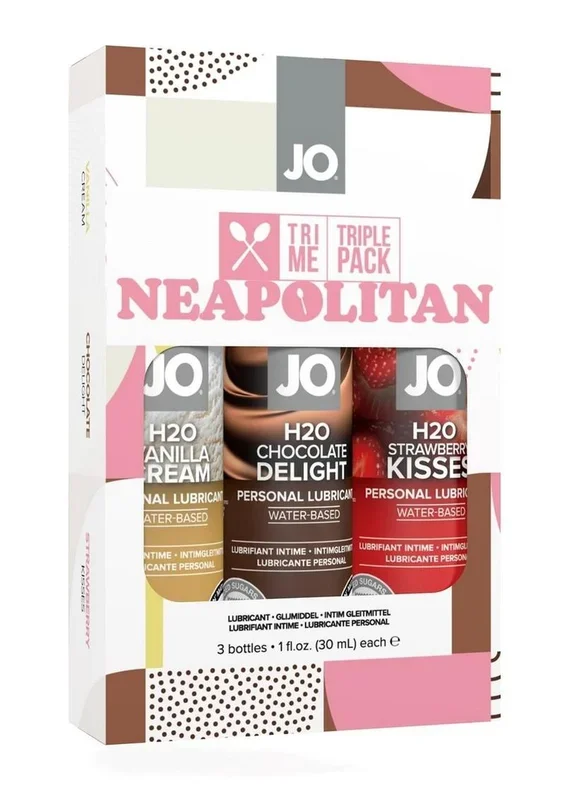 JO Tri Me Triple Pack Water Based Flavored Lubricants – Neapolitan Collection