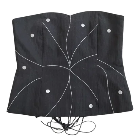Lace Up Corset With Silver Decorative Stitching