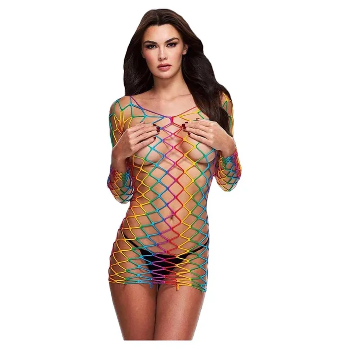 Lapdance Fencenet Rainbow Mini Dress