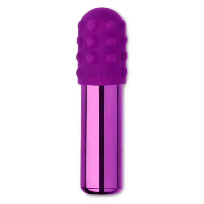 Le Wand Bullet Rechargeable Vibrator with Textured Silicone Sleeve and Ring