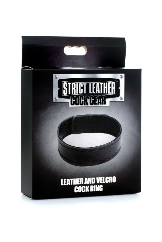 Leather and Velcro Cock Ring – Black