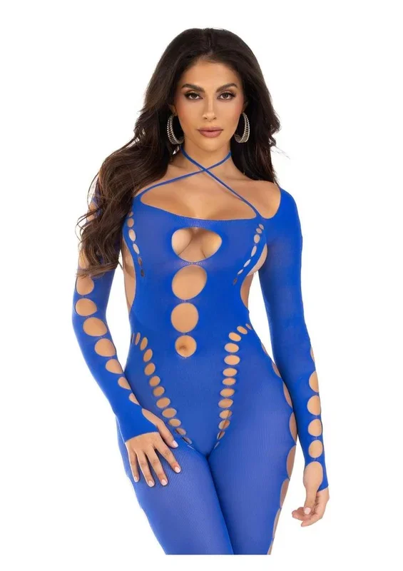 Leg Avenue Seamless Opaque Cut-Out Footless Bodystocking