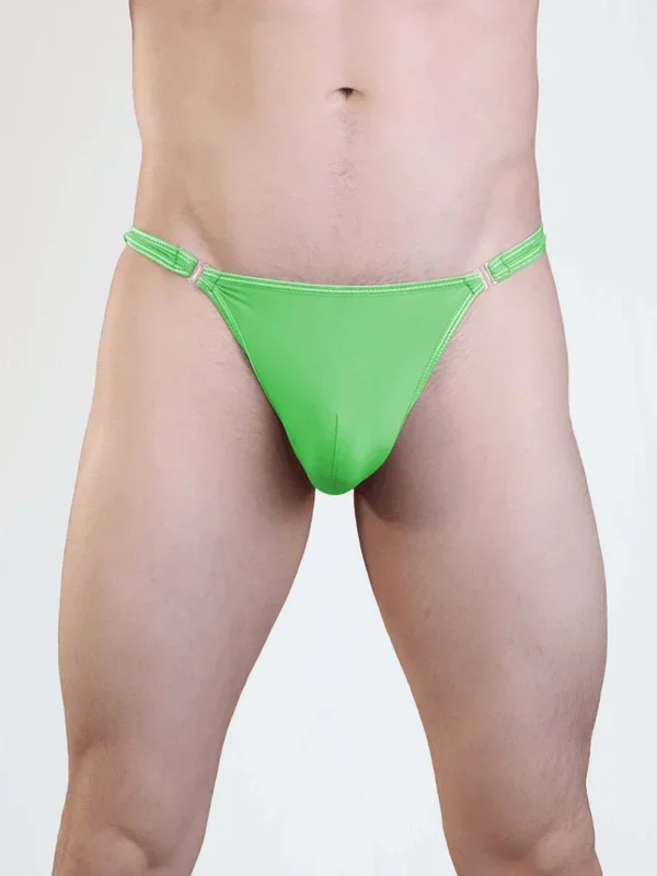 Love In Leather Mens Stripper Clip G-String Green L/XL