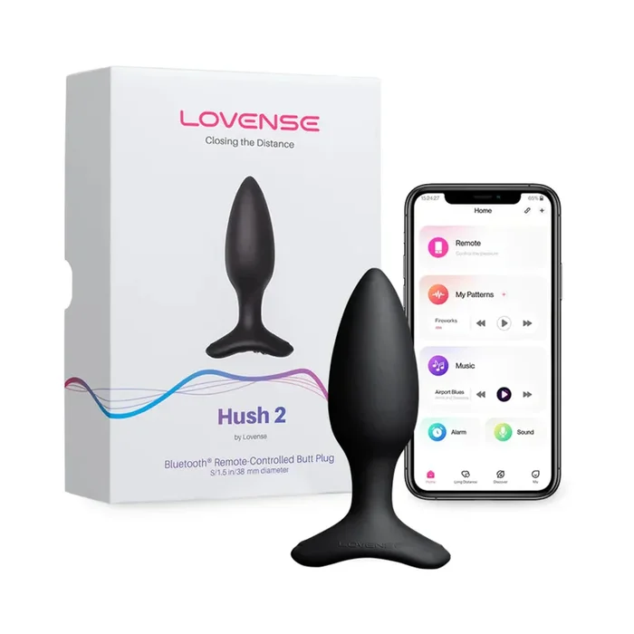 Lovense Hush 2 Bluetooth Remote-Controlled Vibrating Butt Plug Small 1.5 in.