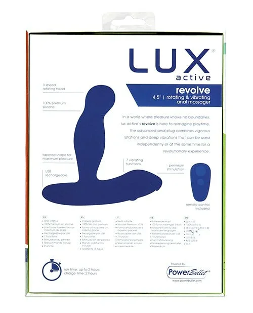 Lux Active Revolve 4.5″ Rotating & Vibrating Anal Massager – Dark Blue