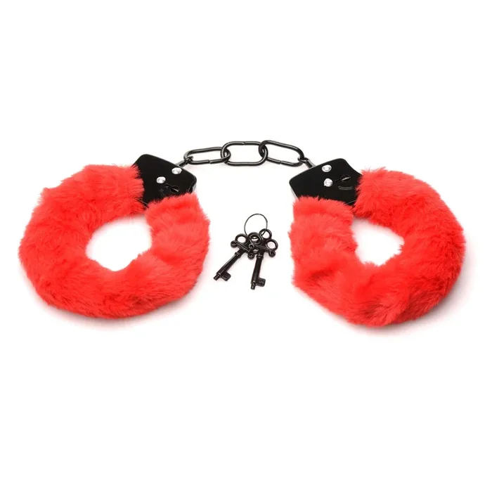 Master Series Cuffed in Fur Furry Handcuffs – Red
