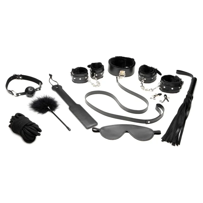 Master Series Hook Up Plush Bondage Set (10 Piece) – Black