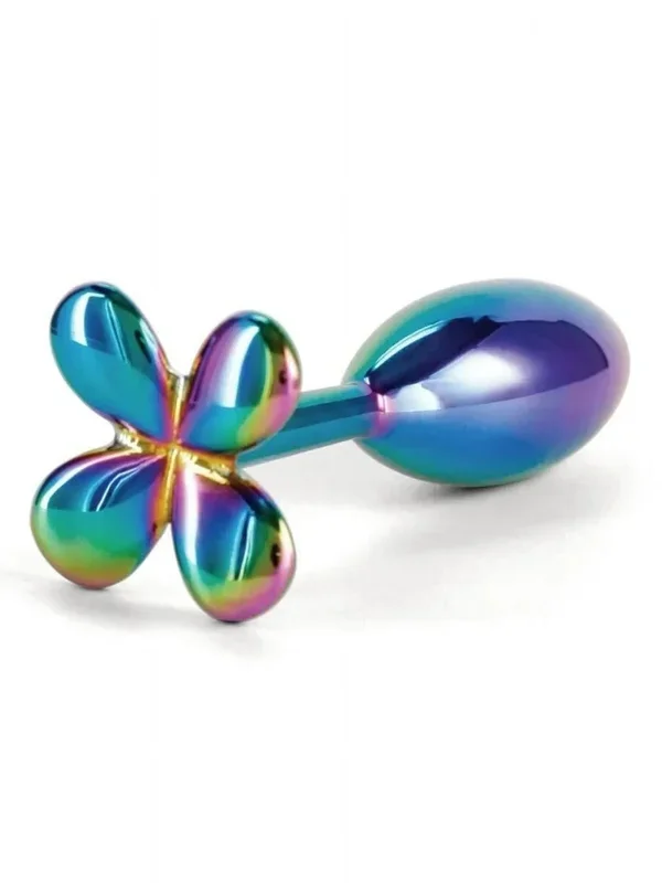 Metal Four Leaf Clover Anal Plug Iridescent Small