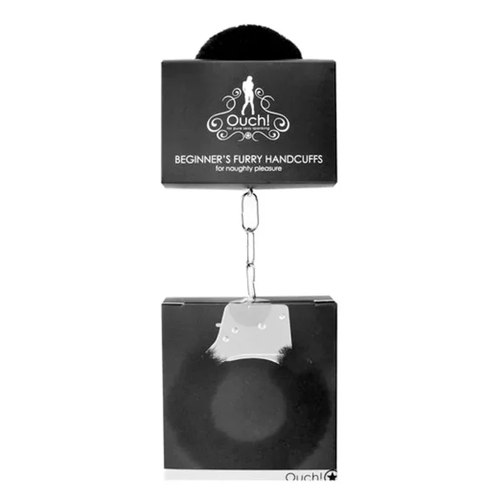 Ouch! Beginner’s Furry Handcuffs With Quick-Release Black