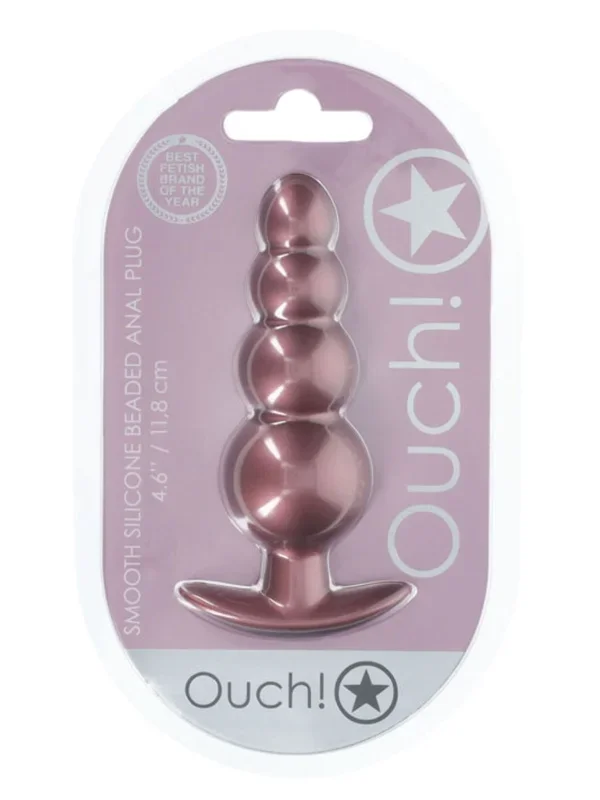 Ouch! Smooth Beaded Silicone Anal Plug Rose Gold