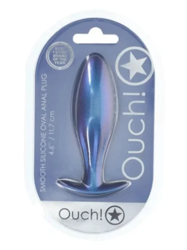 Ouch! Smooth Oval Silicone Anal Plug Blue