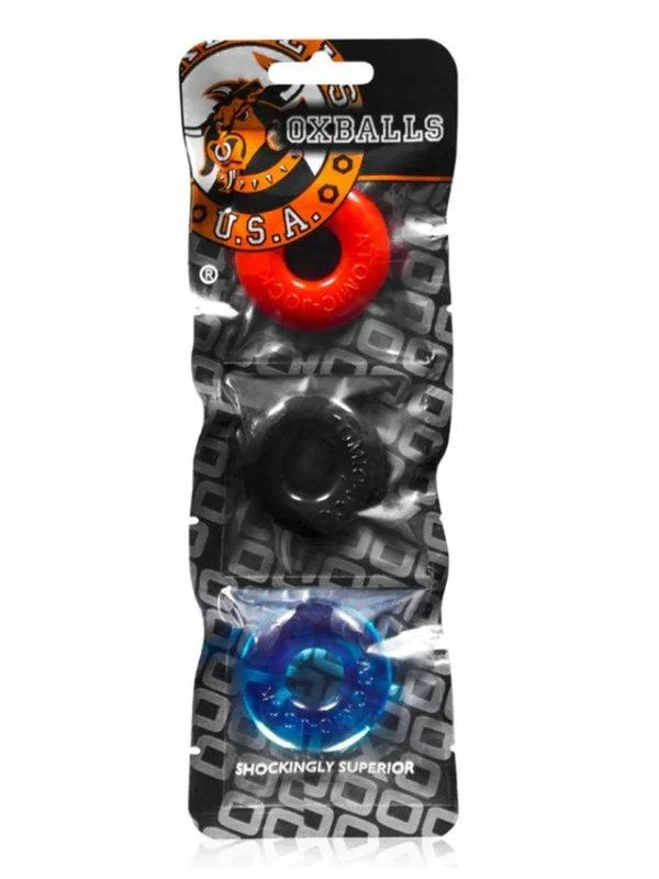 Oxballs Ringer Multi Colour Cock Ring 3 Pack
