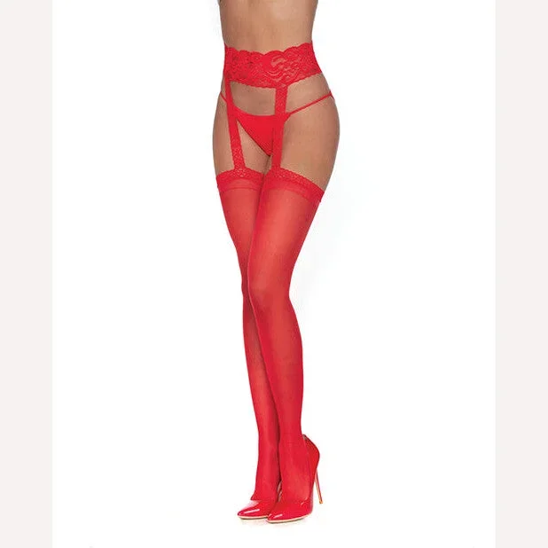 Pantyhose W/ Garters Red O/s