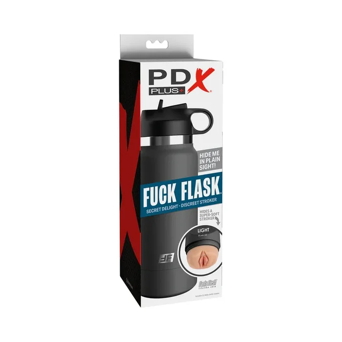 PDX Plus Fuck Flask Secret Delight Discreet Stroker Grey Bottle Light