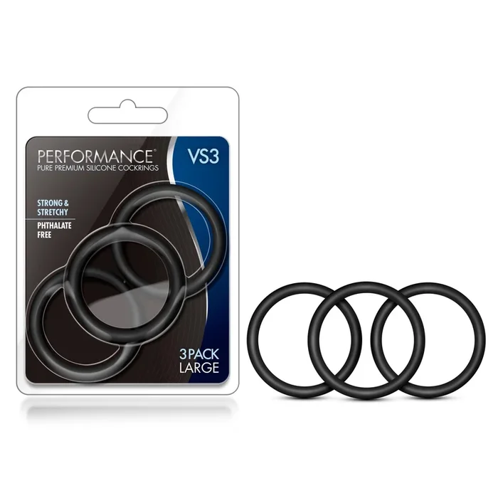 Performance – Vs3 Pure Premium Silicone Cockrings – Large – Black